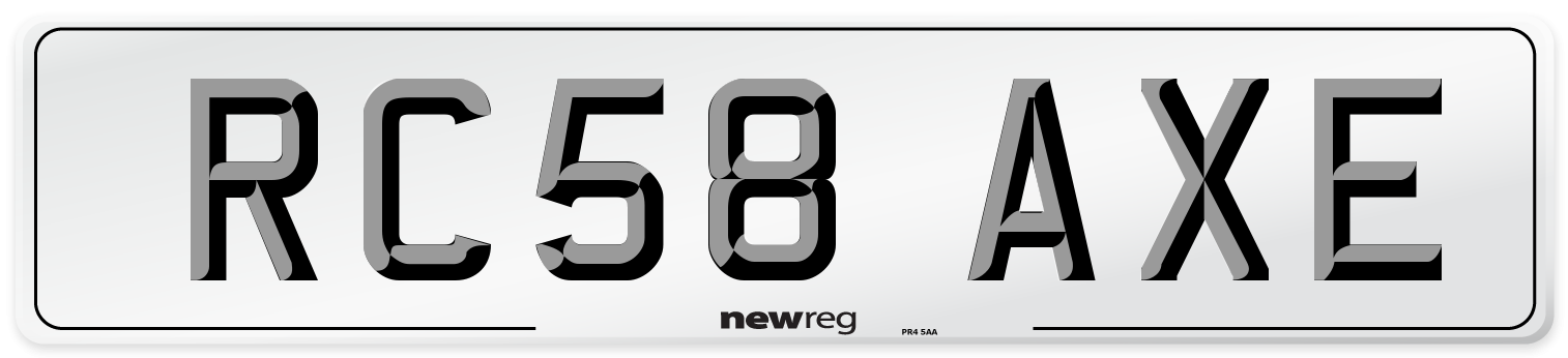 RC58 AXE Number Plate from New Reg